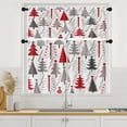 thumbnail image 1 of Christmas Tree Cute Grey Red Kitchen Curtains Window Curtains and Valances Set 36 Inch, Heart Snow Snowflake Abstract Short Tier Curtain for Kitchen, Merry Christmas Small Kitchen Decor, 1 of 6