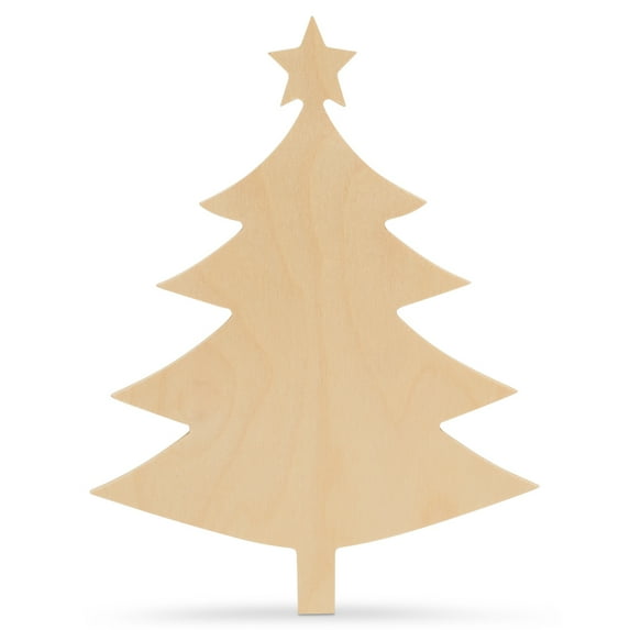 Christmas Tree Cutout with Star, 6 Inch, Pack of 12, Use as Wooden Christmas Ornaments or Door Hanger, Perfect Wooden Cutouts for Crafts, by Woodpeckers