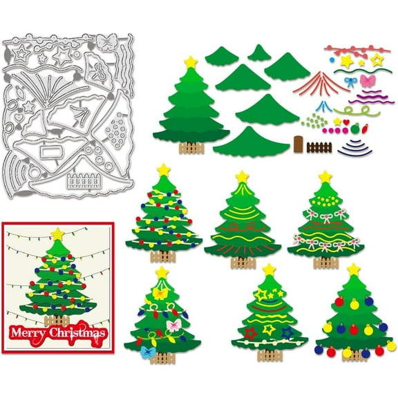 Christmas Tree Cutting Dies Stencils Christmas Light Balls Carbon Steel Embossing Tool Die Cuts Metal Template for DIY Making