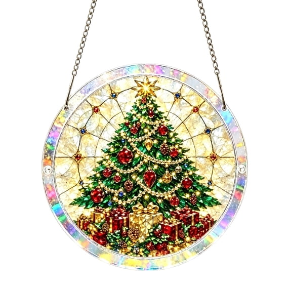 Christmas Tree DIY Acrylic Puzzle Suncatcher Festive Window Hanging Decoration - 7.87 Inch B