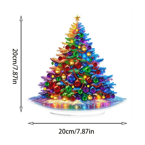 Christmas Tree DIY Art Kit,3D Standable Acrylic Tabletop Ornament,Crystal Rhinestone Art Set,Xmas Holiday Home Table Decor Gift