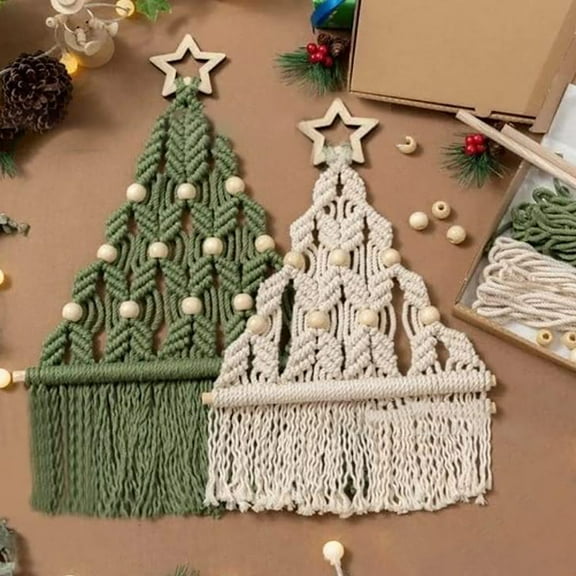 Christmas Tree DIY Kit 1 Set Christmas Woven Tree DIY Kit for For Beginners Christmas Tree Ornaments Holiday Wall Hanging Decor/ Christmas Handmade Diy Woven Wall Hanging