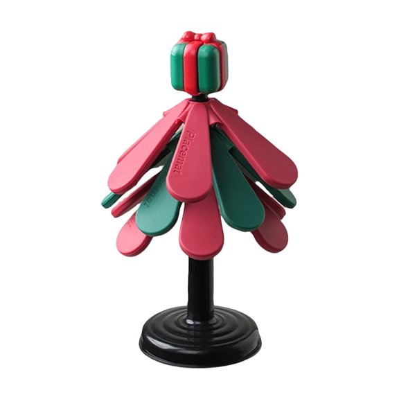 Christmas Tree Decor Silicone Coaster Set Tabletop Mini Christmas Tree Holiday Home Decoration Gift for Kitchen Dining Table