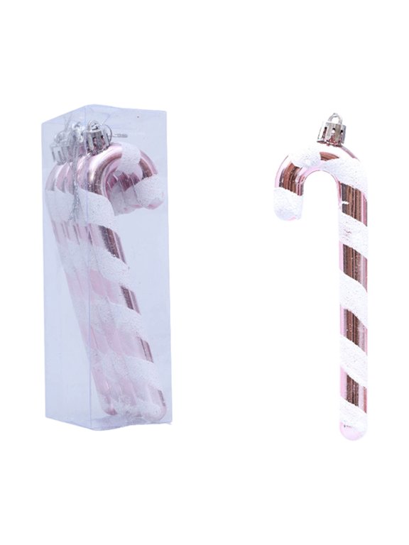 Christmas Tree Decoration 4pcs Candy Cane Walking Sticks Ornaments Hanging Pendant for Xmas Party,5.9inch,Pink