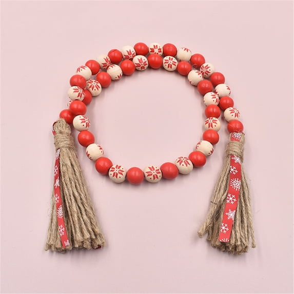 Christmas Tree Decoration, Christmas Decoration Colorful Snowflake Wood Bead String Ornaments Home Decoration Christmas Tree Ornaments
