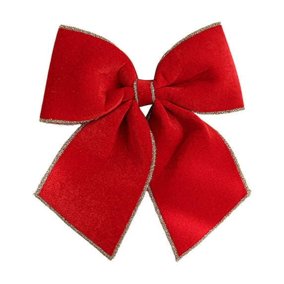 Christmas Tree Decoration, Holiday Bow, Oversized Velvet Bow Hanging Ornament, Red Green Beige Fabric Velvet Christmas Decor