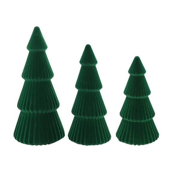 Christmas Tree Decoration, Holiday Table Centerpiece, Plastic Flocked Wintery Ornament for Mantel and Office Desk, Elegant Tapered Design, Durable Seasonal Decor, 3-Piece Set