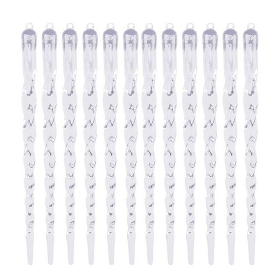 Christmas Tree Decoration Icicle Ornaments Set Of 12 Clear Pendants With Cord