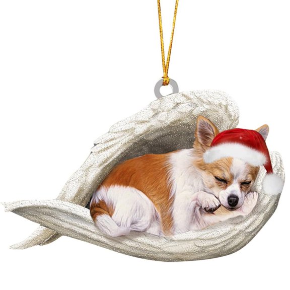 Christmas Tree Decoration Shatterproof Acrylic Angel Dog Ornament For Vehicle Interiors Festival Tree Display