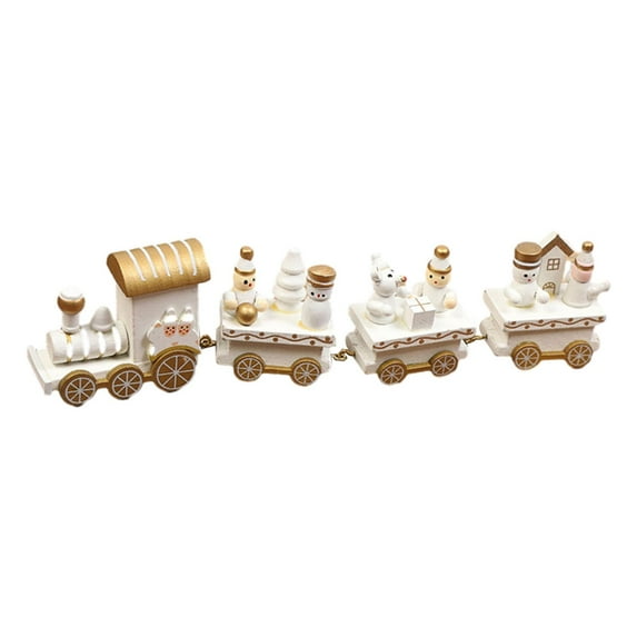 Christmas Tree Decoration Train Christmas Wooden Train Ornament Home Decoration Gift Statue Train Decor Set for Desktop C