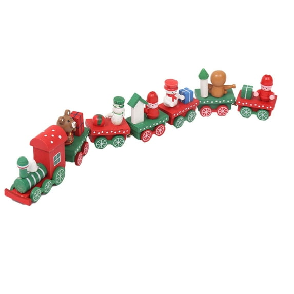 Christmas Tree Decoration Train Christmas Wooden Train Ornament Home Decoration Gift Statue Train Decor Set for Desktop G