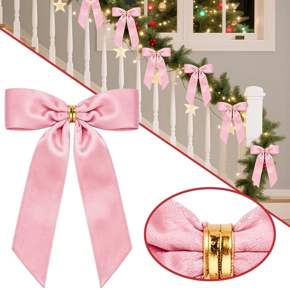 Christmas Tree Decoration Velvet Bows, Colorful Velvet Ribbon Ornaments for Holiday Decorating Trees Wreaths Gifts Elegant Soft Velvet Material(Pink),1 pc