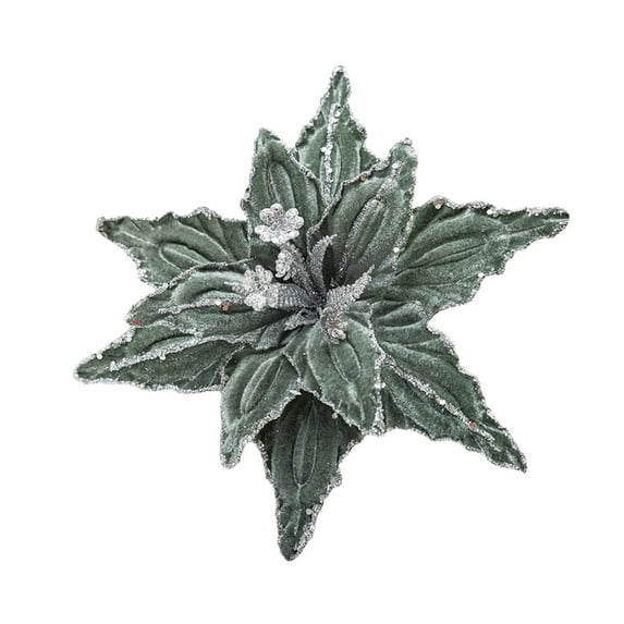 Christmas Tree Decoration, Velvet Simulation Flowers, Realistic Fabric Christmas Tree Ornaments for Holiday Decor, White Red Green Color, 26cm Size, Lightweight and Easy to Install