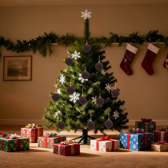 Christmas Tree Decorations 12-Piece Velvet Christmas Ball Plush Christmas Tree Ornament Plastic Ball Christmas Decoration Christmas Tree Decoration 2.4 Inch Christmas Tree Ornaments