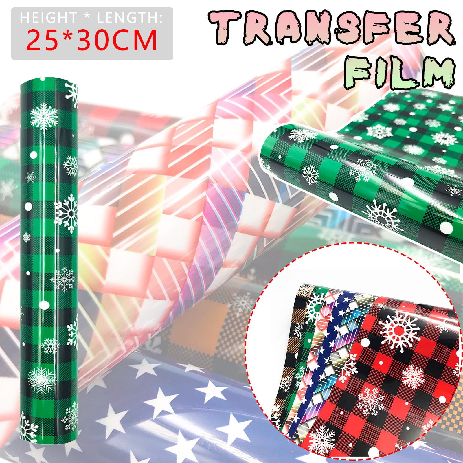 15 Sheets Christmas Heat Transfer Vinyl - Red & Green Patterns, 12x10 Inch, For DIY Shirts & Crafts