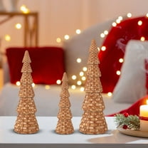 Christmas Tree Decorations 2025, Wicker Resin Desktop Ornaments, Handcrafted Minimalist Winter Holiday Decor for Home Entryway Tables Fireplace Mantels Indoor Display A