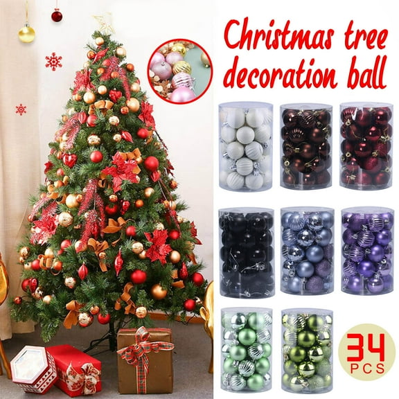 Christmas Tree Decorations, 34Pcs Dark Green and Silver Christmas Balls Ornament Set with Shatterproof Plastic Baubles in Matte and Ribbed Designs for Holiday Tree Décor 2025 Elegant Collection