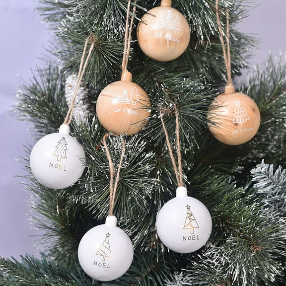 Christmas Tree Decorations, 3Pcs Wooden Christmas Balls with Noel Tree Pattern Rustic Solid Wood Hanging Ornaments for Holiday Tree Décor and Gift Decoration 2025 Farmhouse Collection