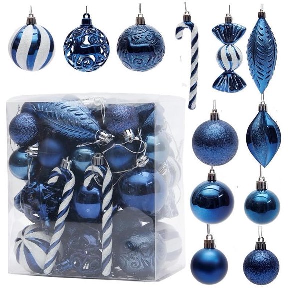 Christmas Tree Decorations, 40 PCS Candy Cane Christmas Ball Ornaments Set - Shatterproof Hanging Balls & Decor for Xmas Tree, Holiday