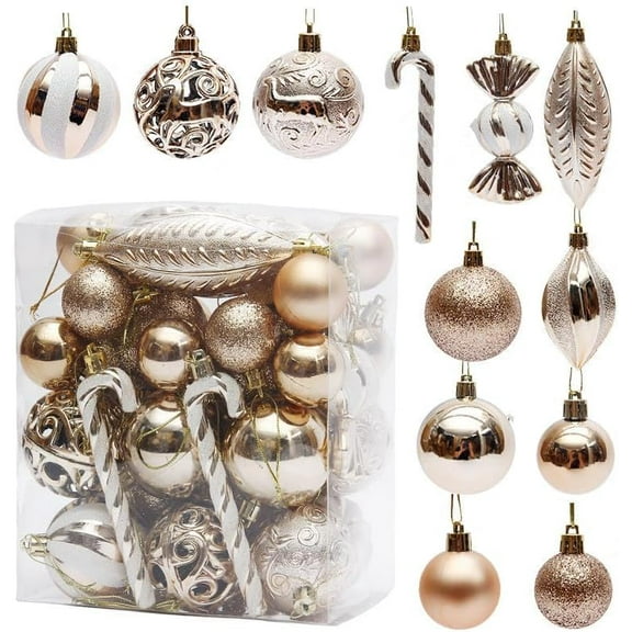Christmas Tree Decorations, 40 PCS Candy Cane Christmas Ball Ornaments Set - Shatterproof Hanging Balls & Decor for Xmas Tree, Holiday