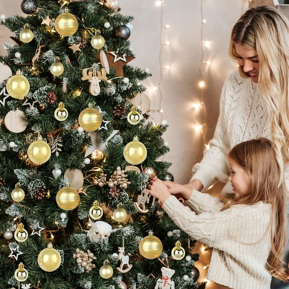 Christmas Tree Decorations, 40Pcs Red and Gold Electroplated Christmas Balls Ornament Set with Shatterproof Glossy and Glitter Baubles for Holiday Tree Hanging Décor and Party Decoration Collection