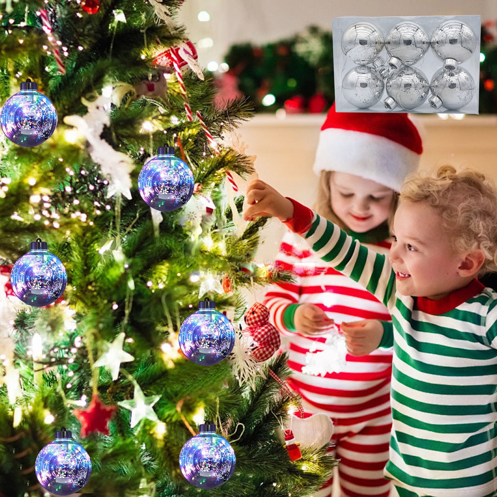 Christmas Tree Decorations 6PCS Light Up Christmas Balls Light Up