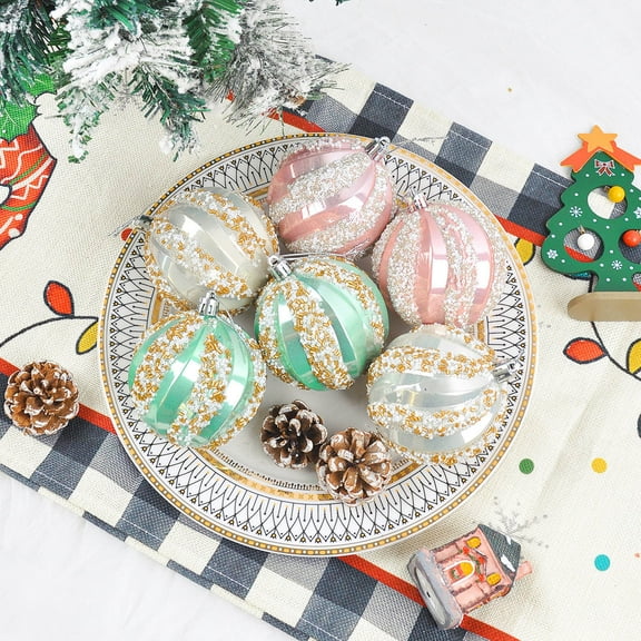 Christmas Tree Decorations, 6Pcs Gold Candy Sprinkle Christmas Balls with Colorful Embellished Pattern, Shatterproof Glitter Ornament Set for Holiday Tree and Party Décor 2025 Collection