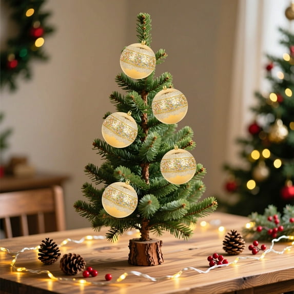 Christmas Tree Decorations, 6Pcs Gold Candy Sprinkle Christmas Balls with Colorful Embellished Pattern, Shatterproof Glitter Ornament Set for Holiday Tree and Party Décor 2025 Collection