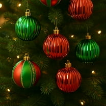 Christmas Tree Decorations, 8Pcs Red Plastic Hollow Glitter Painted Balls Classic Festive Hanging Ornaments for Holiday Tree, Home Party and 2025 Christmas Décor Collection