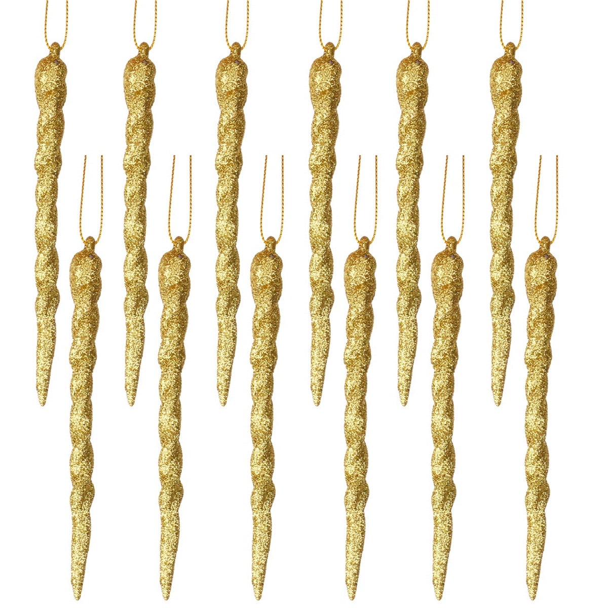 Christmas Tree Decorations Acrylic Gold Icicle Hanging Ornaments, 12