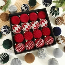 Christmas Tree Decorations Balls, 16 Pcs Velvet Christmas Balls Flocked Christmas Tree Ornaments Plastic Balls Xmas Decorative Hanging Ornaments Christmas Tree Decoration