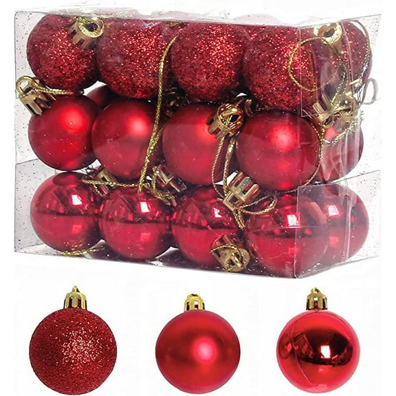 Christmas Tree Decorations Balls 24 pcs Red