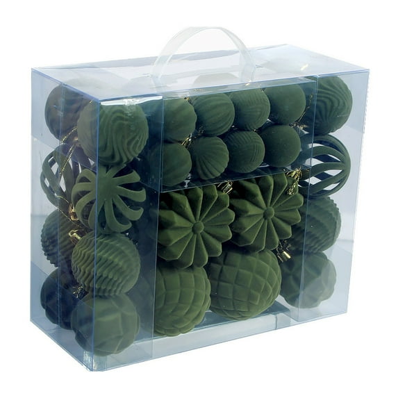 Christmas Tree Decorations Balls, 48 Pcs Velvet Christmas Balls Flocked Christmas Tree Ornaments Plastic Balls Xmas Decorative Hanging Ornaments Christmas Tree Decoration