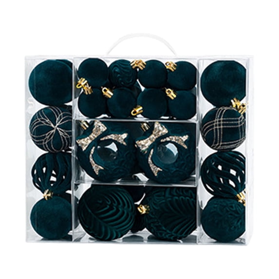 Christmas Tree Decorations Balls 48pcs Flocking Christmas Ornament Balls Set Home Party Xmas Tree Pendant