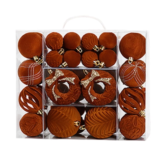 Christmas Tree Decorations Balls 48pcs Flocking Christmas Ornament Balls Set Home Party Xmas Tree Pendant