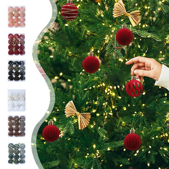 Christmas Tree Decorations Balls, Christmas Decorations 12 Piece Flocked Christmas Balls Christmas Decoration SetMultiple Styles Of Christmas Tree Decorations Can Also Be Used For Other Party