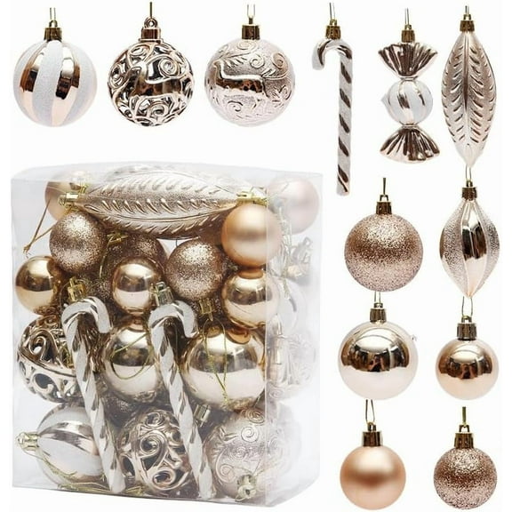 Christmas Tree Decorations, Candy Cane Christmas Decorations 40 PCS Christmas Ball Ornaments Set, Christmas Ornaments Balls Shatterproof Hanging Ornaments Kit