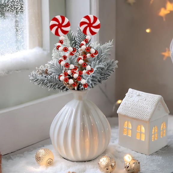 Christmas Tree Decorations, Candy Cane Picks, Double Color Windmill Bells Christmas Ornaments for Tree, 50 Count Adjustable Bending Festive Party and Home Decor