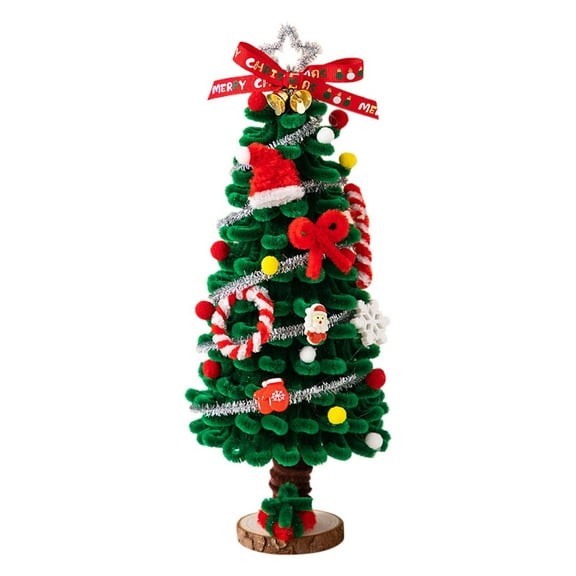 Christmas Tree Decorations, Christmas 11inch Mini Table Top Artificial Tree, Xmas Desk Small Tree with LED Lights, Hanging Ornaments for Home Decor Indoor Office Holiday Tabletop Party