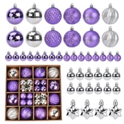 PayUSD Christmas Balls Ornaments for Christmas Decorations 44 pcs Xmas Christmas Tree Shatterproof Ornaments Set for Holiday Wedding Party Decoration (1.18"-2.36", Purple & Silver)