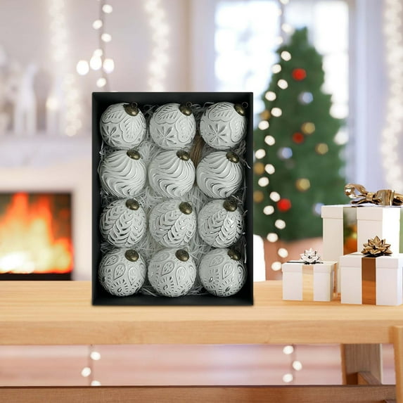 Christmas Tree Decorations Christmas Balls Hanging Ornaments Sets 12 Pieces, Shatterproof Showy Christmas Ball for Home Decor 3.14Inch Silver