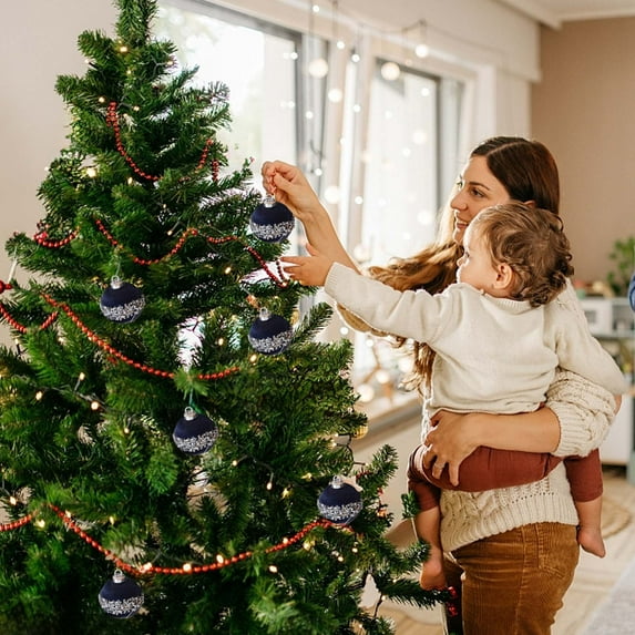 Christmas Tree Decorations Christmas Balls Hanging Ornaments Sets 6 Pieces, Shatterproof Showy Christmas Ball for Home Decor 3.15Inch Blue