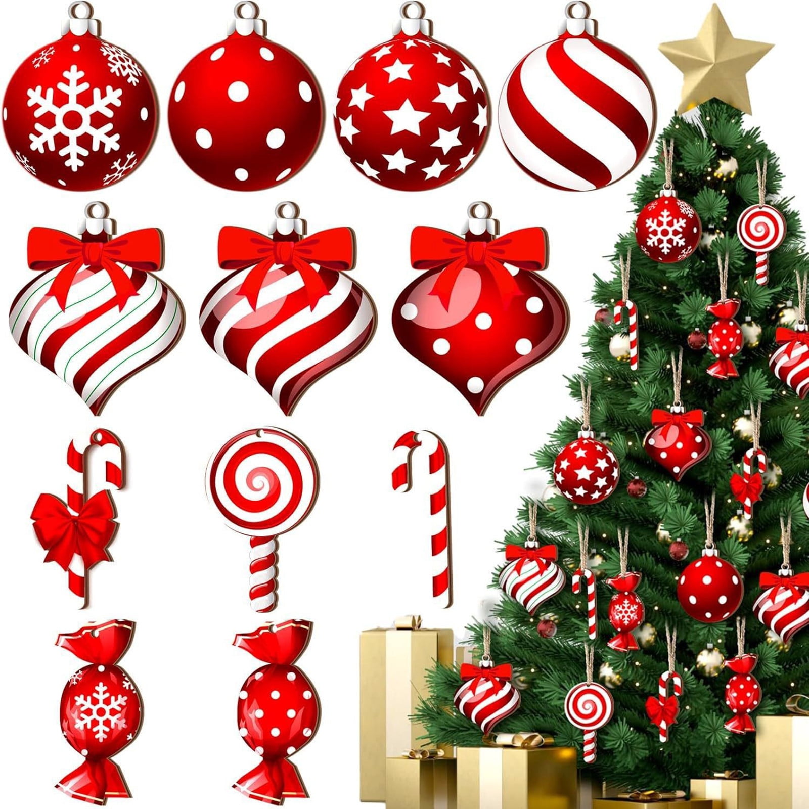 Christmas Tree Decorations Colorful Mint Wood Decorations Lollipops
