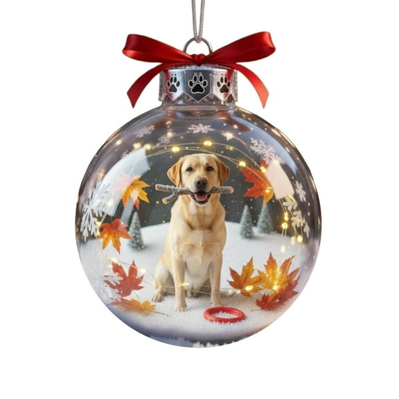 Christmas Tree Decorations - Cute Dog Flat Acrylic Decoration 8cm