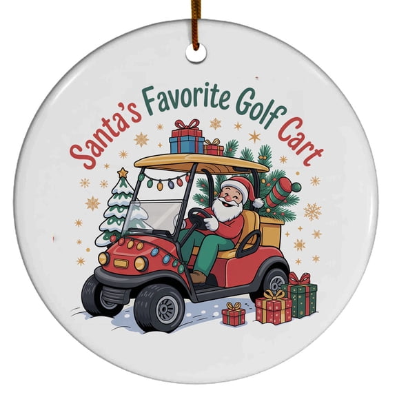 Christmas Tree Decorations Golf Cart Ornament, Ceramic Christmas Ornaments, Xmas Decorative Hanging Ornaments, Holiday Decorations and Xmas Gifts Ideas, Santa's Favorite Golf Cart