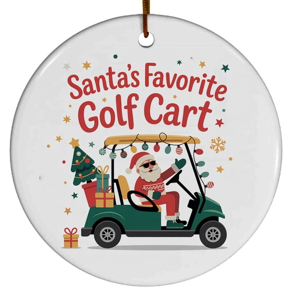 Christmas Tree Decorations Golf Cart Ornament, Ceramic Christmas Ornaments, Xmas Decorative Hanging Ornaments, Holiday Decorations and Xmas Gifts Ideas, Santa's Favorite Golf Cart