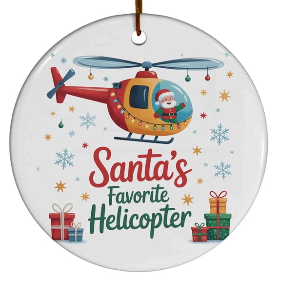Christmas Tree Decorations Helicopter Ornament, Ceramic Christmas Ornaments, Xmas Decorative Hanging Ornaments, Holiday Decorations and Xmas Gifts Ideas, Santa's Favorite Helicopter