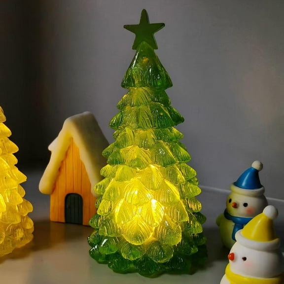 Christmas Tree Decorations with LED Lights,Gold Lighted Tabletop Xmas Trees,Small Handcrafted Sparkling Xmas Decor,Tabletop Centerpiece Mantel Window Home Decor