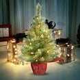 thumbnail image 1 of Christmas Tree Decorations, Miniature Artificial Tree Ornaments, Small Festive Decor for Home Tabletop or Gift Giving, Set of Battery Powered LED Trees, 1 of 7