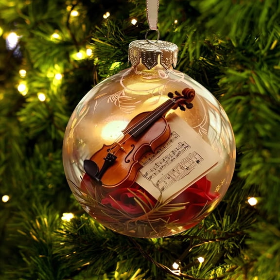 Christmas Tree Decorations,Musical Christmas Ornament Musical Note Tree Decoration with Hanging Ribbon Festive Melody Theme Holiday Music Lover Gift(F)